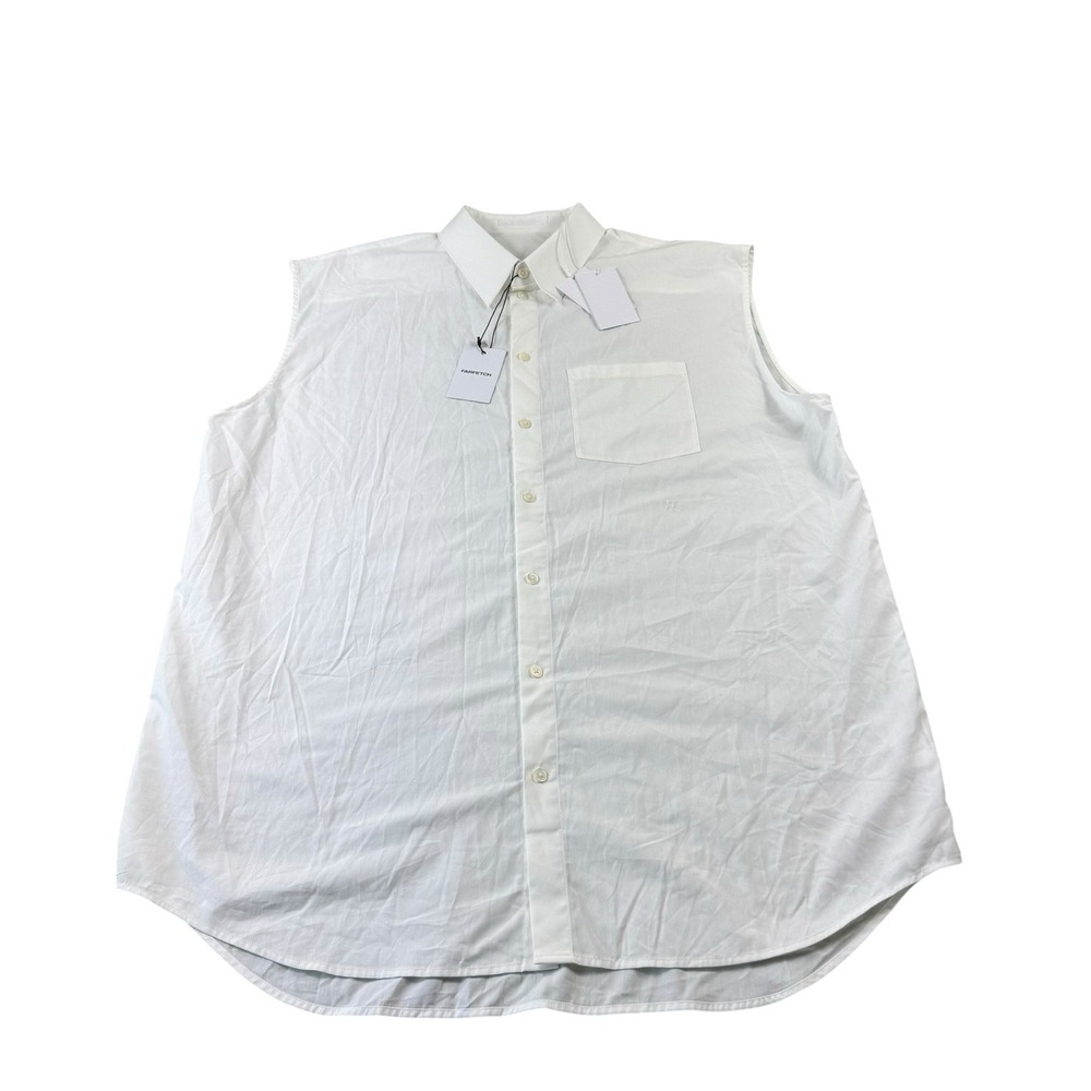Helmut Lange White Pocket Sleeveless Men's Button Front‎ Size Medium NWT